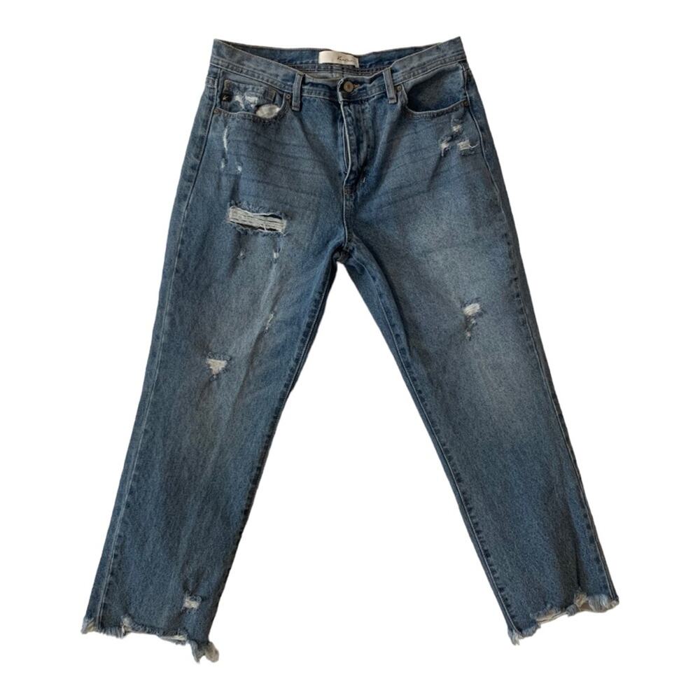 Kancan womens 11 29 Michelle high rise slim straight raw cuff crop ankle cute bl